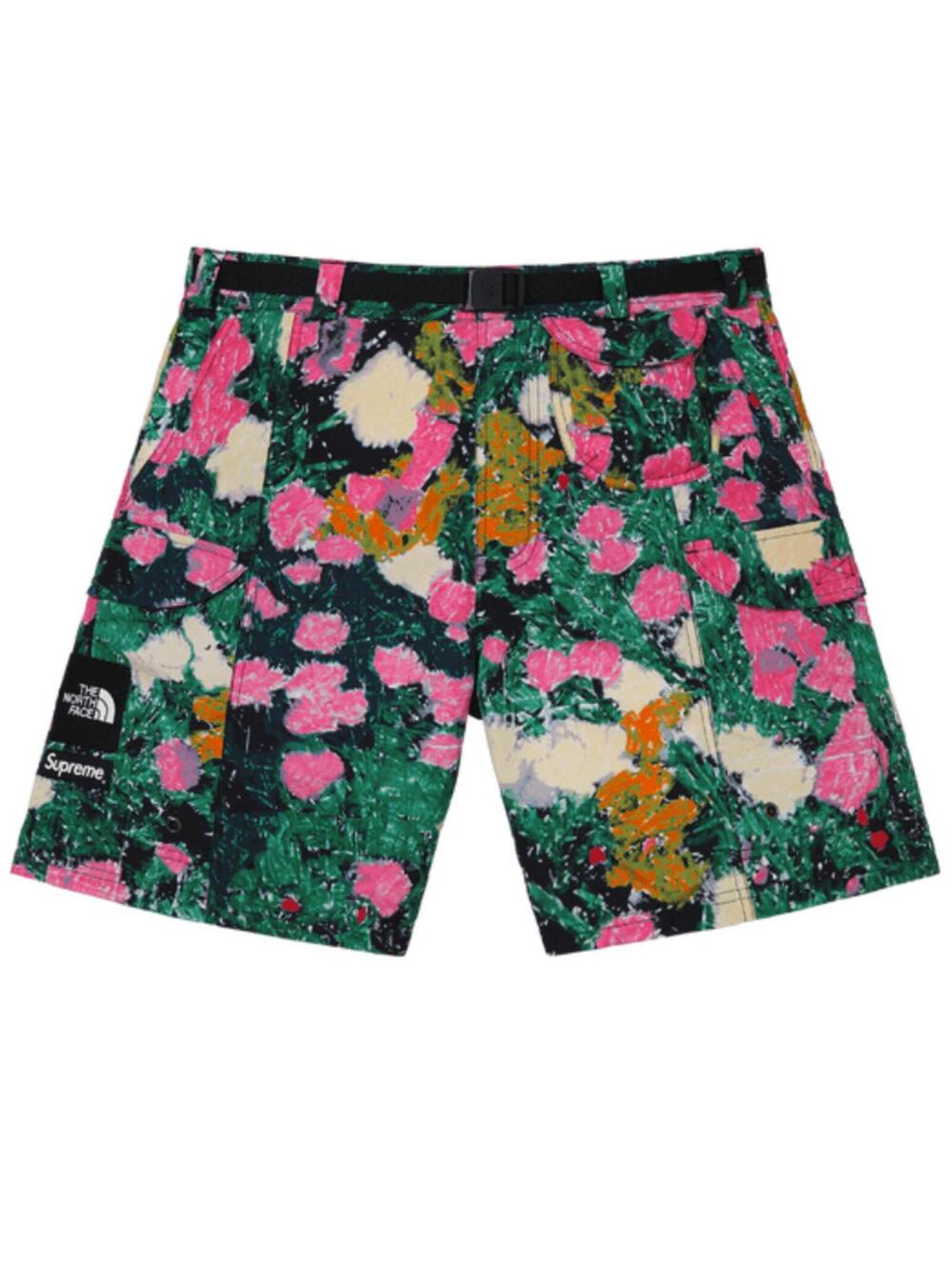 Supreme X TNF Trekking Packable Belted Short Flowers • XL
